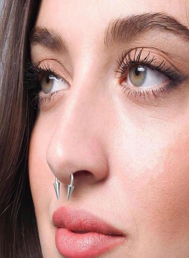 SERYNOW Long Spike Nose Septum Rings Surgical Steel Horseshoe Hoop Septum Rings Lip Labret Ring Tragus Ear Daith Piercing Rings - Image 4